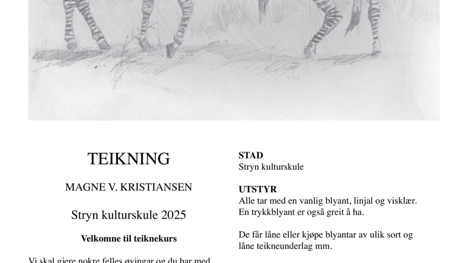 Lenkje til artikkel: Teiknekurs på kulturskulen