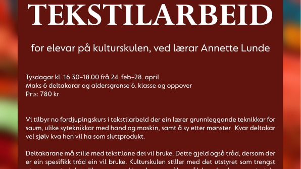 Lenkje til artikkel: Fordjupingskurs i tekstilarbeid